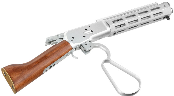 A&K M1873R Short LOCK Unterhebelrepetiergewehr Gas-Bolt-Action 6mm BB silber - Echtholz Version Bild 6
