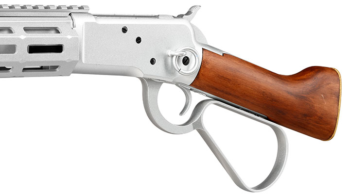A&K M1873R Short LOCK Unterhebelrepetiergewehr Gas-Bolt-Action 6mm BB silber - Echtholz Version Bild 8