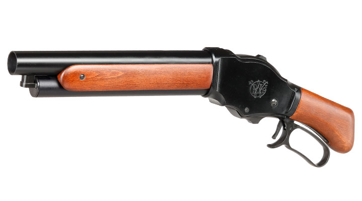 Golden Eagle M1887 Shorty Gas Lever Action mit Hlsenauswurf 6mm BB schwarz - Echtholz Version