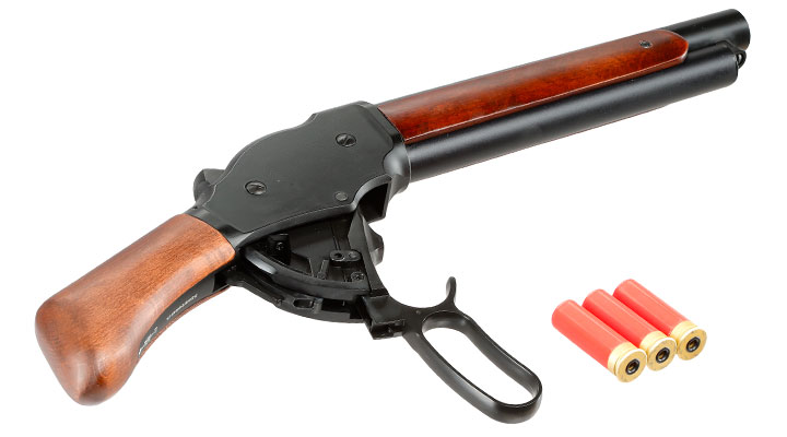 Golden Eagle M1887 Shorty Gas Lever Action mit Hlsenauswurf 6mm BB schwarz - Echtholz Version Bild 6