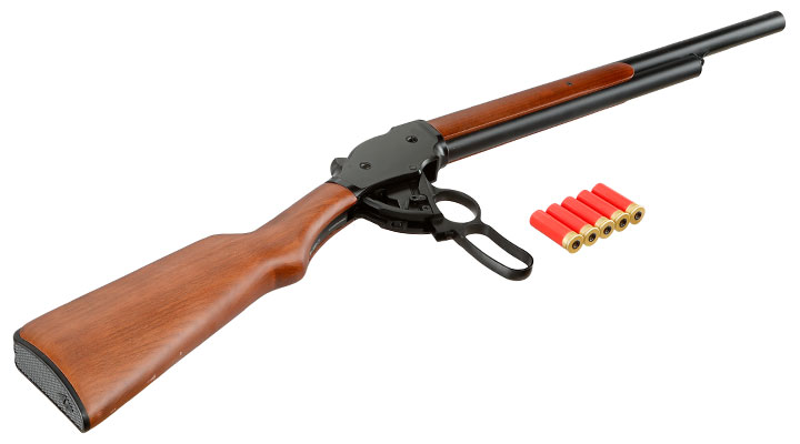 Golden Eagle M1887 Rifle Gas Lever Action mit Hlsenauswurf 6mm BB schwarz - Echtholz Version Bild 6