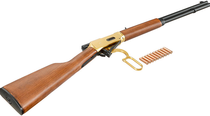 Double Bell M1894 Western Rifle mit Hlsenauswurf Vollmetall CO2 6mm BB gold - Echtholz-Version Bild 6
