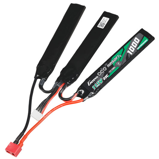 Gens Ace Airsoft LiPo Akku 7,4V 1000mAh 25C / 80C Small Tri-Panel Type m. T-Stecker Anschluss