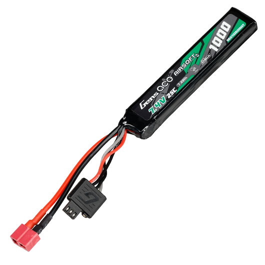 Gens Ace G-Tech Airsoft LiPo Akku 7,4V 1000mAh 25C / 80C Stock-Tube Type m. T-Stecker Anschluss Bild 1