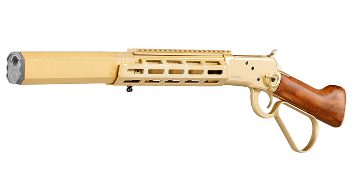 A&K M1873R Medium LOCK Unterhebelrepetiergewehr Gas-Bolt-Action 6mm BB gold - Echtholz Version