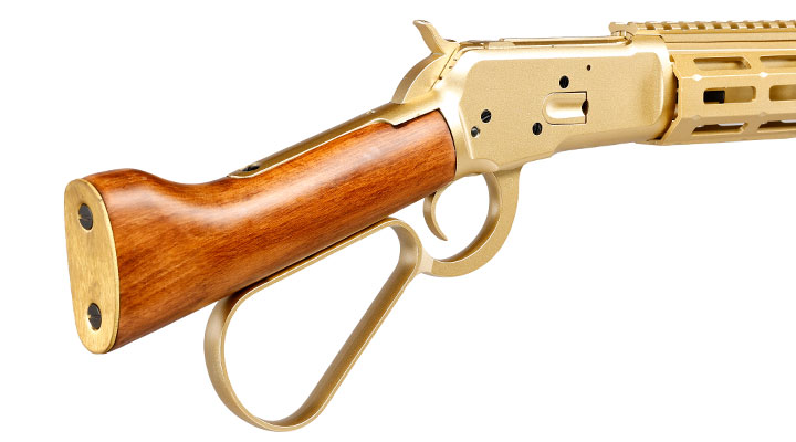 A&K M1873R Medium LOCK Unterhebelrepetiergewehr Gas-Bolt-Action 6mm BB gold - Echtholz Version Bild 11