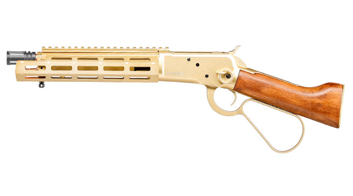 A&K M1873R Medium LOCK Unterhebelrepetiergewehr Gas-Bolt-Action 6mm BB gold - Echtholz Version Bild 2