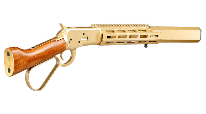 A&K M1873R Medium LOCK Unterhebelrepetiergewehr Gas-Bolt-Action 6mm BB gold - Echtholz Version Bild 5