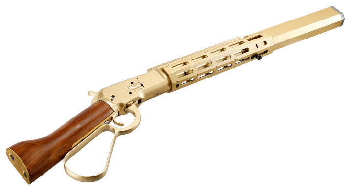 A&K M1873R Medium LOCK Unterhebelrepetiergewehr Gas-Bolt-Action 6mm BB gold - Echtholz Version Bild 6
