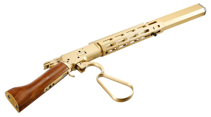 A&K M1873R Medium LOCK Unterhebelrepetiergewehr Gas-Bolt-Action 6mm BB gold - Echtholz Version Bild 7