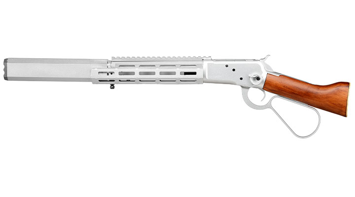 A&K M1873R Medium LOCK Unterhebelrepetiergewehr Gas-Bolt-Action 6mm BB silber - Echtholz Version Bild 1