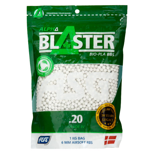 ASG Alpha Blaster Bio PLA Grade IV Precision BBs 0,20g 5.000er / 1kg Beutel weiss