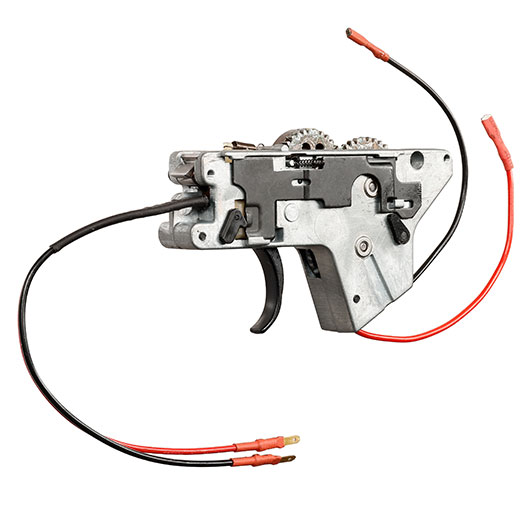 ICS M4 / M16 Split-Design Gearbox komplett EBB-Version unten silber - Kabel vorne - MA-194