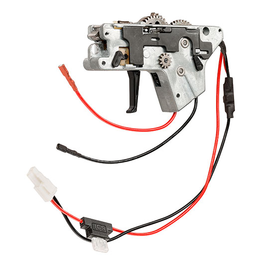 ICS M4 / M16 Ambi Split-Design Gearbox komplett mit Mosfet unten silber - Kabel hinten - MA-387