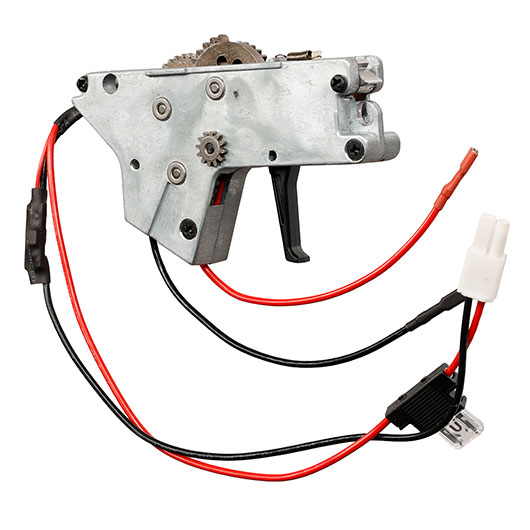 ICS M4 / M16 Ambi Split-Design Gearbox komplett mit Mosfet unten silber - Kabel hinten - MA-387 Bild 1