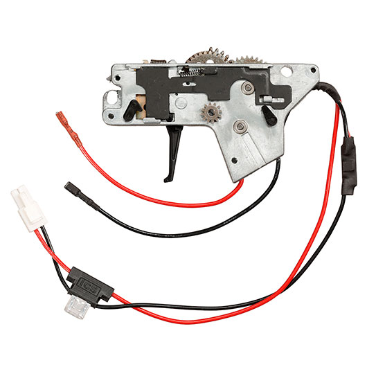 ICS M4 / M16 Ambi Split-Design Gearbox komplett mit Mosfet unten silber - Kabel hinten - MA-387 Bild 2