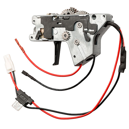 ICS M4 / M16 Ambi Split-Design Gearbox komplett mit Mosfet unten silber - Kabel hinten - MA-387 Bild 4