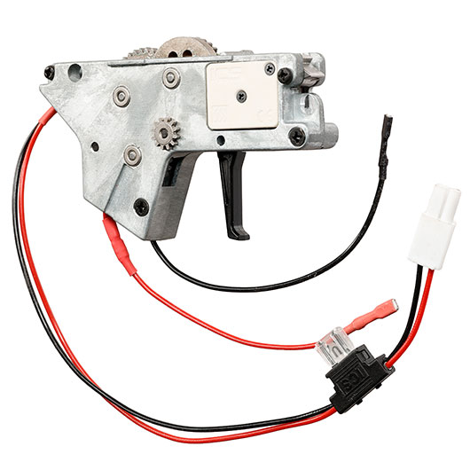 ICS M4 / M16 Ambi Split-Design Gearbox komplett mit SSS-Mosfet unten silber - Kabel hinten - MA-400 Bild 1