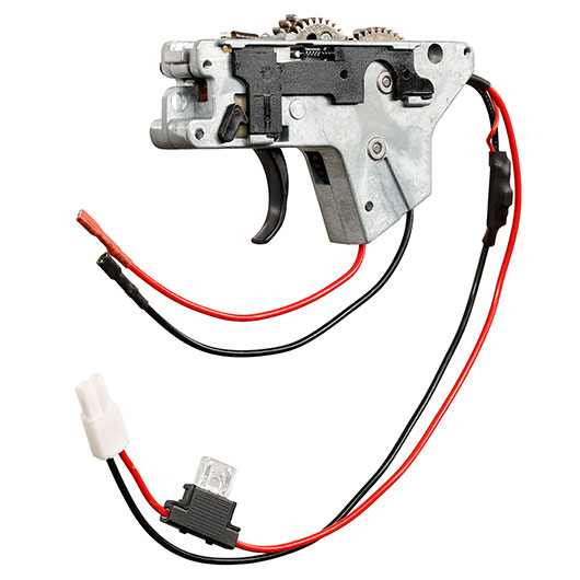 ICS M4 / M16 Split-Design Gearbox komplett mit Mosfet unten silber - Kabel hinten - MA-438