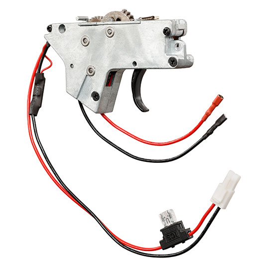 ICS M4 / M16 Split-Design Gearbox komplett mit Mosfet unten silber - Kabel hinten - MA-438 Bild 1