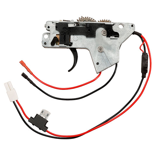 ICS M4 / M16 Split-Design Gearbox komplett mit Mosfet unten silber - Kabel hinten - MA-438 Bild 2