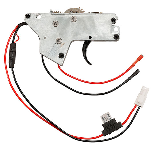 ICS M4 / M16 Split-Design Gearbox komplett mit Mosfet unten silber - Kabel hinten - MA-438 Bild 3