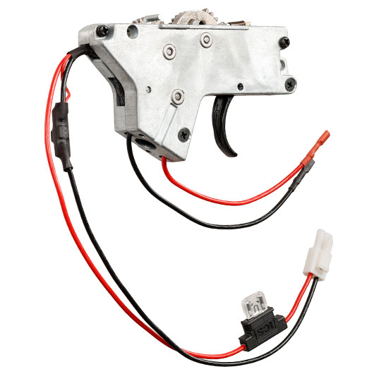ICS M4 / M16 Split-Design Gearbox komplett mit Mosfet unten silber - Kabel hinten - MA-438 Bild 5