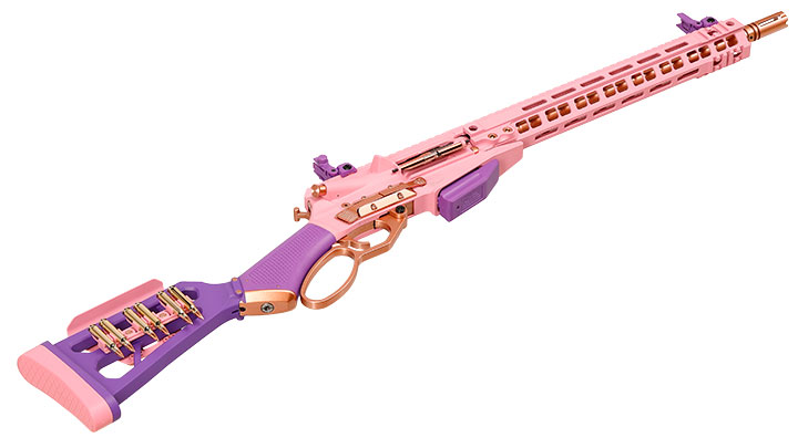 G&G LevAR 15 Zoll Rifle Gas Lever Action Vollmetall 6mm BB Pink-Gold Edition Bild 5