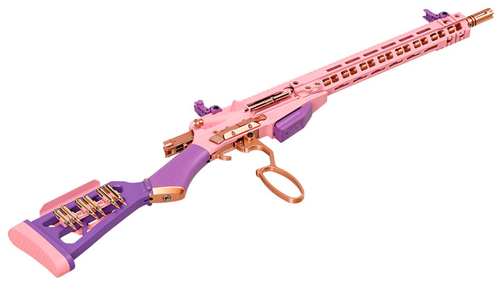 G&G LevAR 15 Zoll Rifle Gas Lever Action Vollmetall 6mm BB Pink-Gold Edition Bild 6