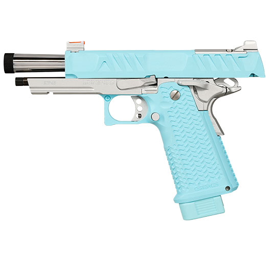 G&G STP45 Airsoftpistole Hi-Capa mit Polymer-Schlitten / Metallrahmen GBB 6mm BB Macaron Blue Edition Bild 2