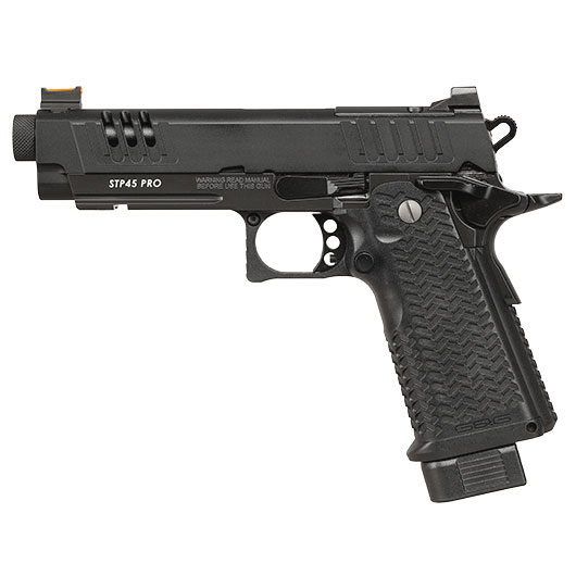 G&G STP45 Pro 8 Zoll Airsoftpistole Hi-Capa Vollmetall GBB 6mm BB schwarz - Set mit 2 Magazinen / Pistolenkoffer Bild 1