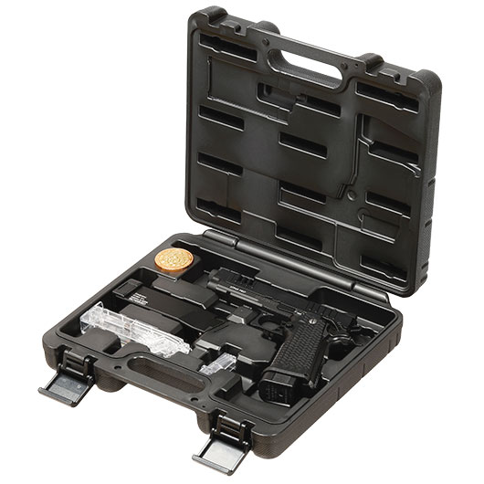 G&G STP45 Pro 8 Zoll Airsoftpistole Hi-Capa Vollmetall GBB 6mm BB schwarz - Set mit 2 Magazinen / Pistolenkoffer Bild 9
