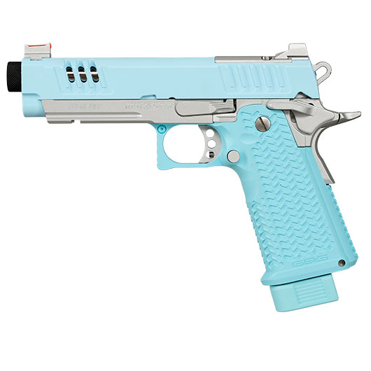 G&G STP45 Pro 8 Zoll Airsoftpistole Hi-Capa Vollmetall GBB 6mm BB Macaron Blue Edition - Set mit 2 Magazine / Pistolenkoffer Bild 1