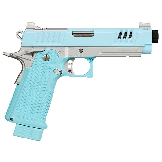 G&G STP45 Pro 8 Zoll Airsoftpistole Hi-Capa Vollmetall GBB 6mm BB Macaron Blue Edition - Set mit 2 Magazine / Pistolenkoffer Bild 3