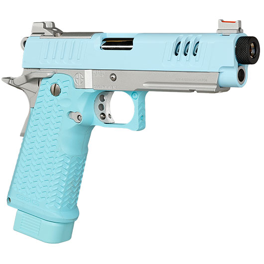 G&G STP45 Pro 8 Zoll Airsoftpistole Hi-Capa Vollmetall GBB 6mm BB Macaron Blue Edition - Set mit 2 Magazine / Pistolenkoffer Bild 7