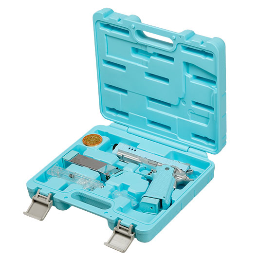 G&G STP45 Pro 8 Zoll Airsoftpistole Hi-Capa Vollmetall GBB 6mm BB Macaron Blue Edition - Set mit 2 Magazine / Pistolenkoffer Bild 9