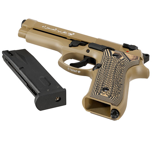 KLI M92 Sahara Limited Edition Vollmetall GBB 6mm BB Desert Tan - G10 Grip Edition Bild 7