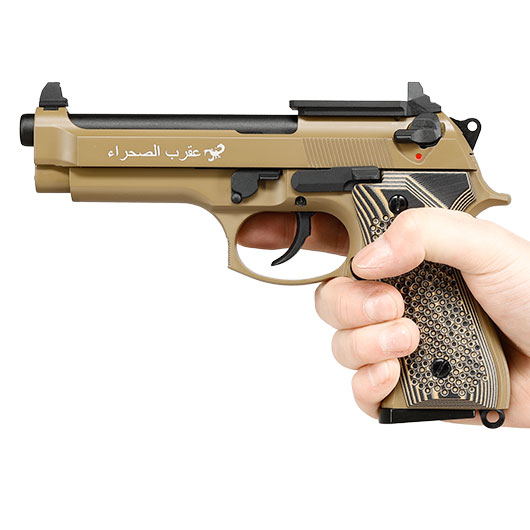 KLI M92 Optic Ready Sahara Limited Edition Vollmetall GBB 6mm BB Desert Tan - G10 Grip Edition Bild 3