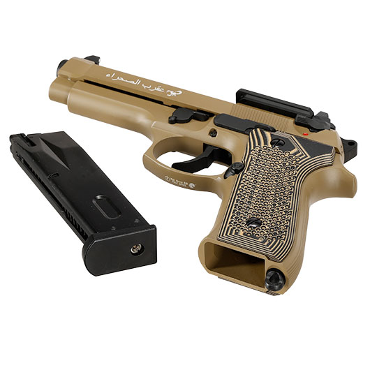 KLI M92 Optic Ready Sahara Limited Edition Vollmetall GBB 6mm BB Desert Tan - G10 Grip Edition Bild 7