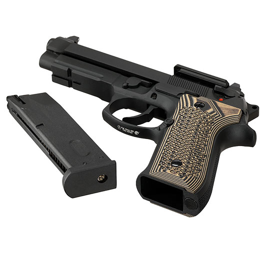 KLI M92A1 Optic Ready Vollmetall GBB 6mm BB schwarz - G10 Grip Edition Bild 7