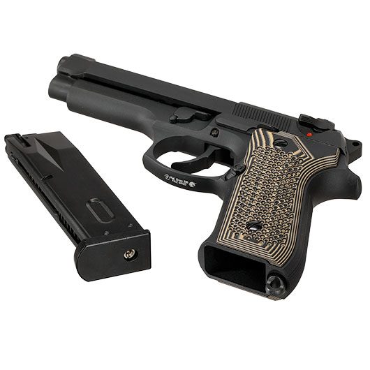 KLI M92 Vollmetall GBB 6mm BB schwarz - G10 Grip Edition Bild 7