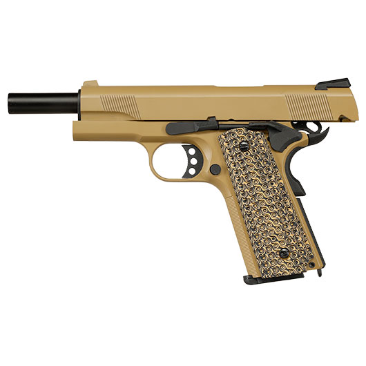 KLI M1911 MEU Vollmetall GBB 6mm BB Desert Tan - G10 Grip Edition Bild 4