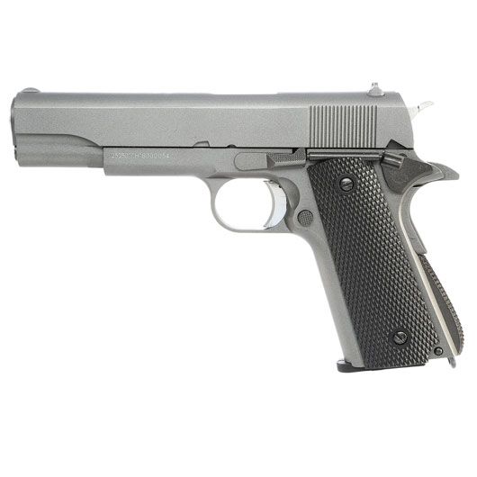 Well M1911A1 Vollmetall CO2 Blowback 6mm BB grau inkl. Koffer Bild 1