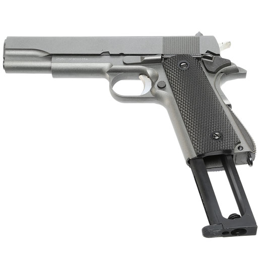 Well M1911A1 Vollmetall CO2 Blowback 6mm BB grau inkl. Koffer Bild 5