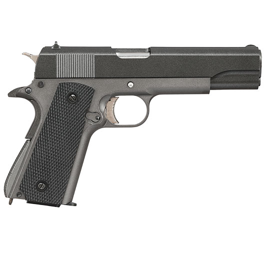 Well M1911A1 Vollmetall CO2 Blowback 6mm BB grau inkl. Koffer Bild 3