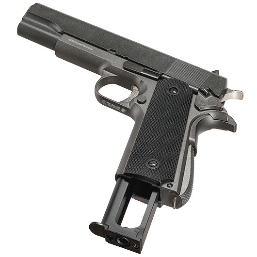 Well M1911A1 Vollmetall CO2 Blowback 6mm BB grau inkl. Koffer Bild 5