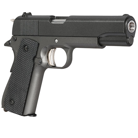Well M1911A1 Vollmetall CO2 Blowback 6mm BB grau inkl. Koffer Bild 7