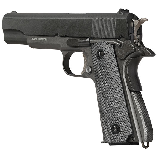 Well M1911A1 Vollmetall CO2 Blowback 6mm BB grau inkl. Koffer Bild 8