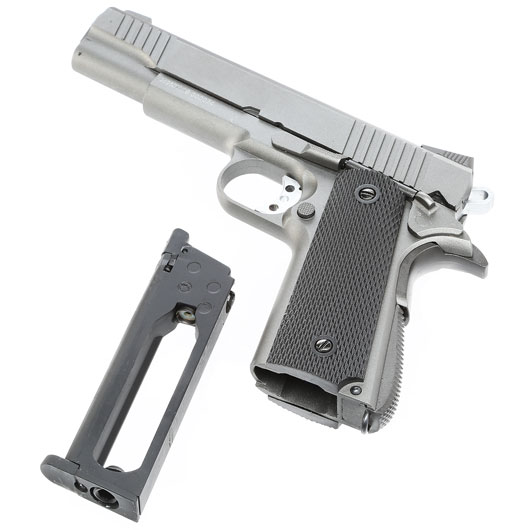 Well M1911 Vollmetall CO2 Blowback 6mm BB grau inkl. Koffer Bild 6