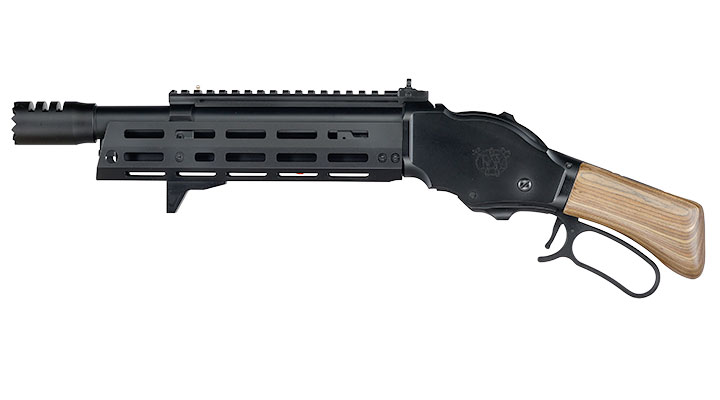 Golden Eagle M1887 Tactical Shorty Gas Lever Action mit Hlsenauswurf 6mm BB schwarz - Echtholz Version Bild 1